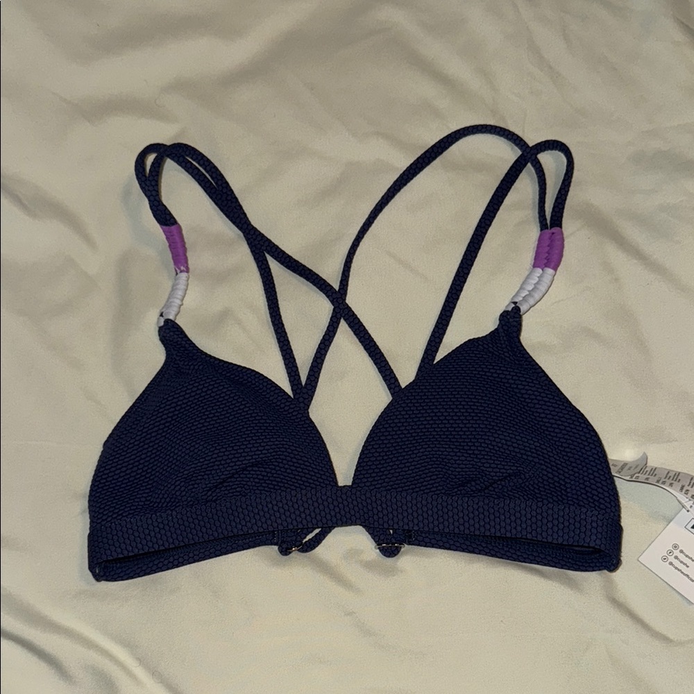 Cupshe Navy and Purple Strappy swim top